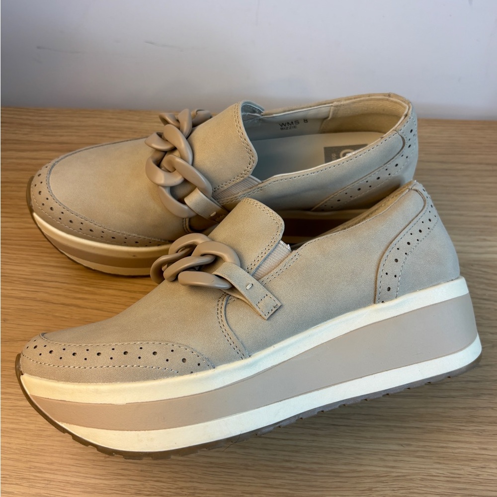 Dolce Vita Jhenee Platform Slip-On Loafer Sneakers Taupe Woman’s 8 LIKE NEW!!